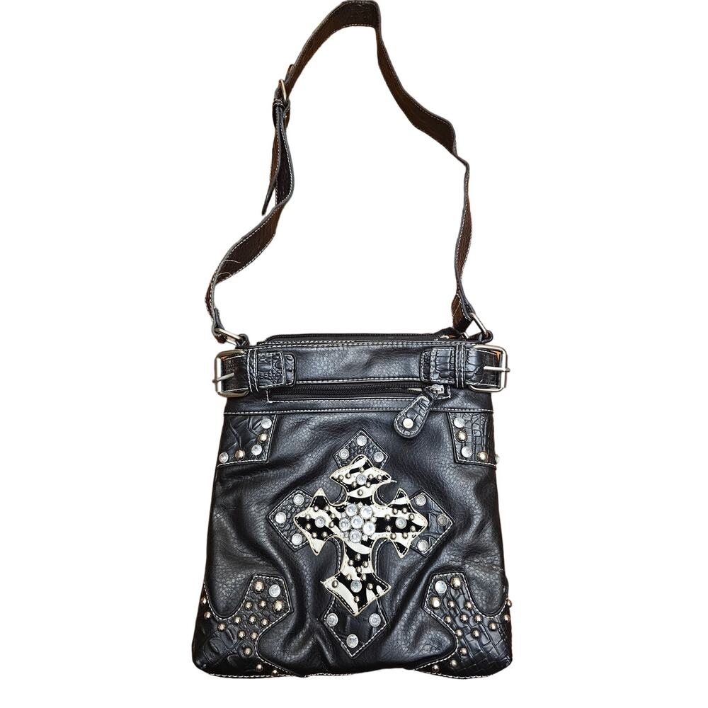 Cross‎ Black Studded Messenger Purse zebra print